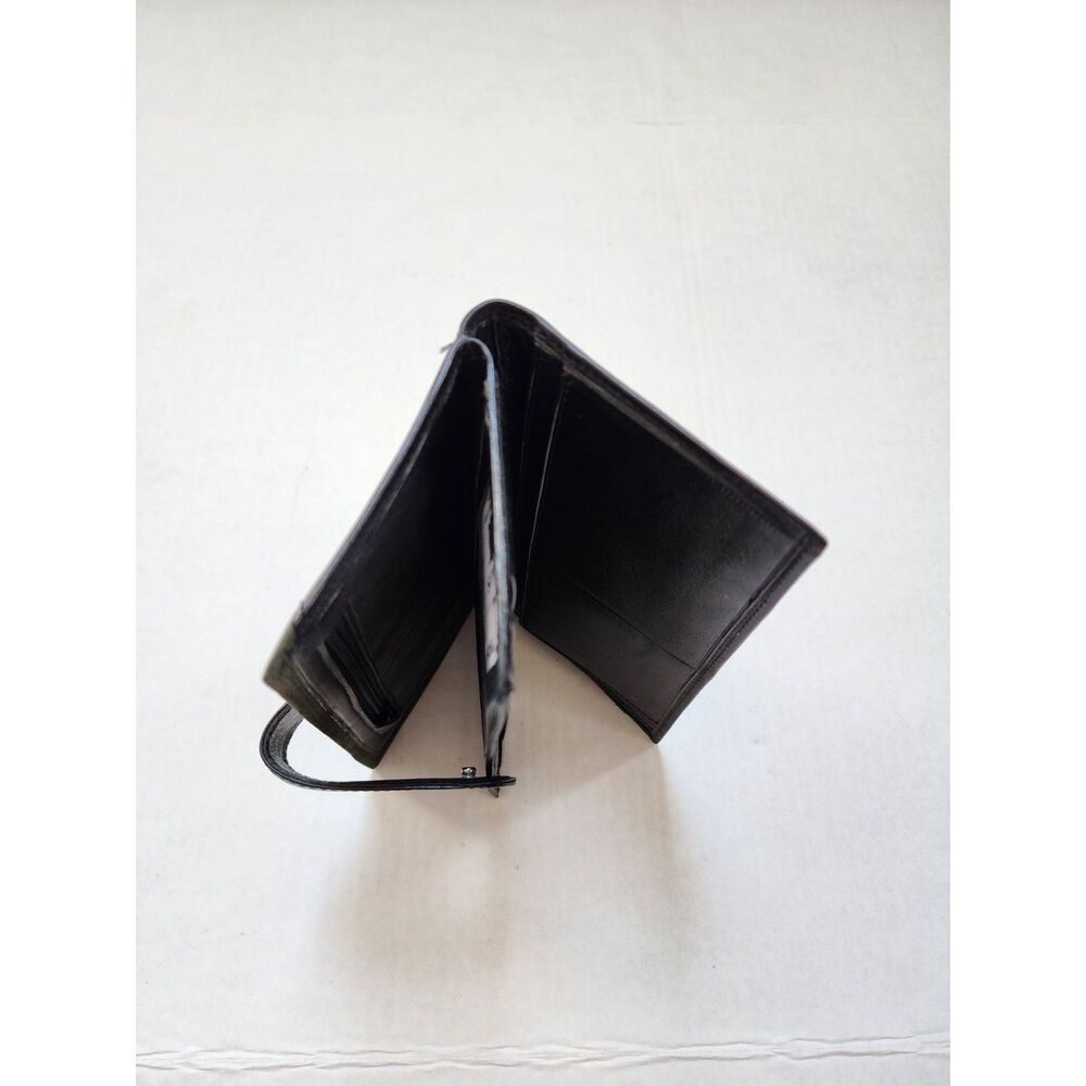 Vintage Colorblock Leather & Suede Long Bifold Wallet Black Green - Picture 7 of 9